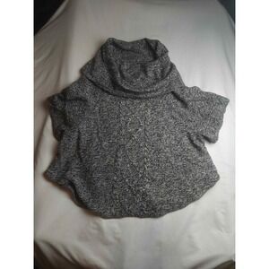 New Directions Weekend Grey Marled Cable Knit Cowl Neck Poncho Sweater Womens XL